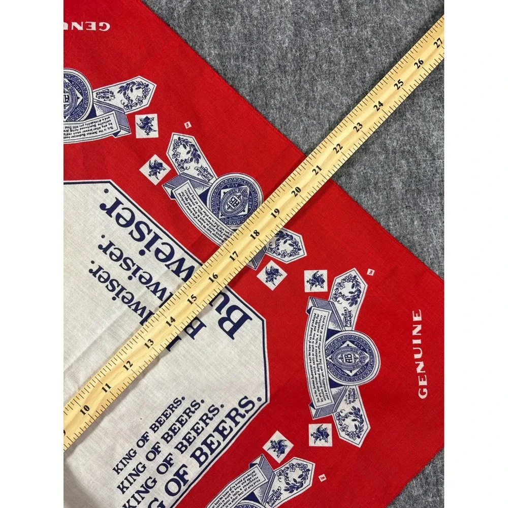 Vintage Budweiser King of Beers Red White Blue Bandana Made in USA 21x21 - 15187